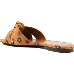 Online Saint Laurent Mules en Velours de Cuir Bianca marron