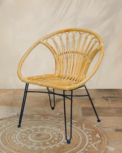 Hot Uniqka Naga - Fauteuil en rotin naturel et pieds métal