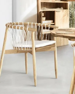 Best Uniqka Nala - Chaise en teck massif et cordage blanc