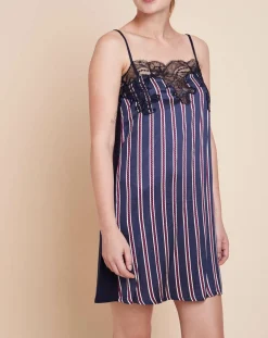 Femme Le Chat Nuisette Valentin à rayures marine/violet