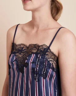 Femme Le Chat Nuisette Valentin à rayures marine/violet