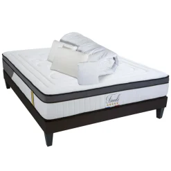 Hot Bellecour Pack Prêt à Dormir Tivoli Matelas + Sommier + Accessoires blanc - 140x190 cm