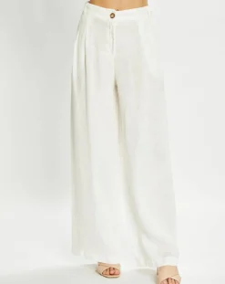 Femme Lauren Vidal Pantalon 100% Lin Cara écru