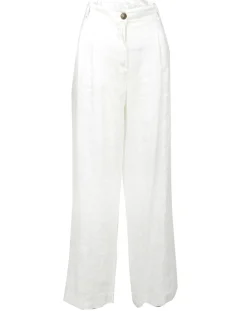 Femme Lauren Vidal Pantalon 100% Lin Cara écru