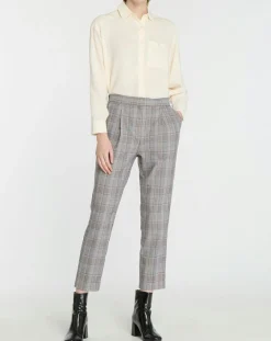 Femme Galeries Lafayette Pantalon ajusté Rink imprimé Prince de Galles gris/noir