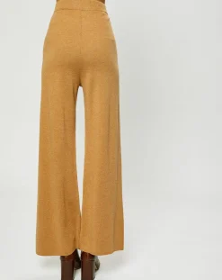 Sale Esprit Pantalon ample en Maille de Coton bio mélangé camel