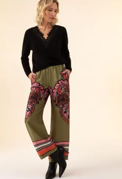 Femme Bleu Blanc Rouge Pantalon Ana vert