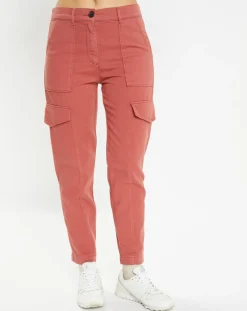 Femme Galeries Lafayette Pantalon cargo en Twill de Coton recyclé Robin rouge foncé
