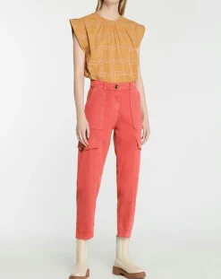Femme Galeries Lafayette Pantalon cargo en Twill de Coton recyclé Robin rouge foncé