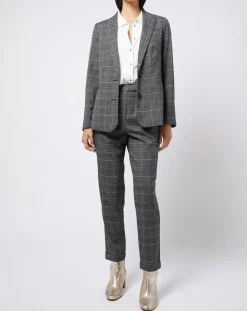 Sale Esprit Pantalon carotte Prince de Galles lurex gris