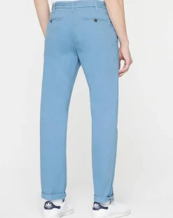 Homme Galeries Lafayette Pantalon Chino droit en Coton Bio Kunzo à micro pois bleu