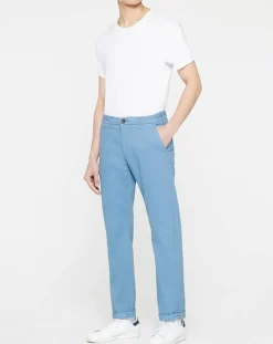 Homme Galeries Lafayette Pantalon Chino droit en Coton Bio Kunzo à micro pois bleu