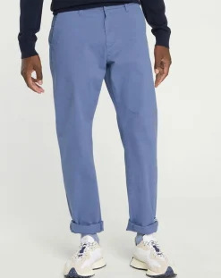 Homme Galeries Lafayette Pantalon chino en Coton bio droit Kutdroit bleu vintage