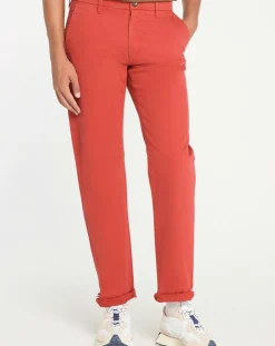 Homme Galeries Lafayette Pantalon chino en Coton bio droit Kutdroit rouge foncé