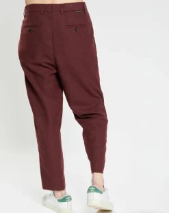 Hot Scotch & Soda Pantalon Chino Loose Pince Laine mélangée Ceinturé bordeaux