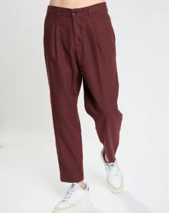 Hot Scotch & Soda Pantalon Chino Loose Pince Laine mélangée Ceinturé bordeaux