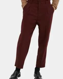 Hot Scotch & Soda Pantalon Chino Loose Pince Laine mélangée Ceinturé bordeaux