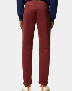 Homme Galeries Lafayette Pantalon Chino slim en Coton Bio Kutslim bordeaux
