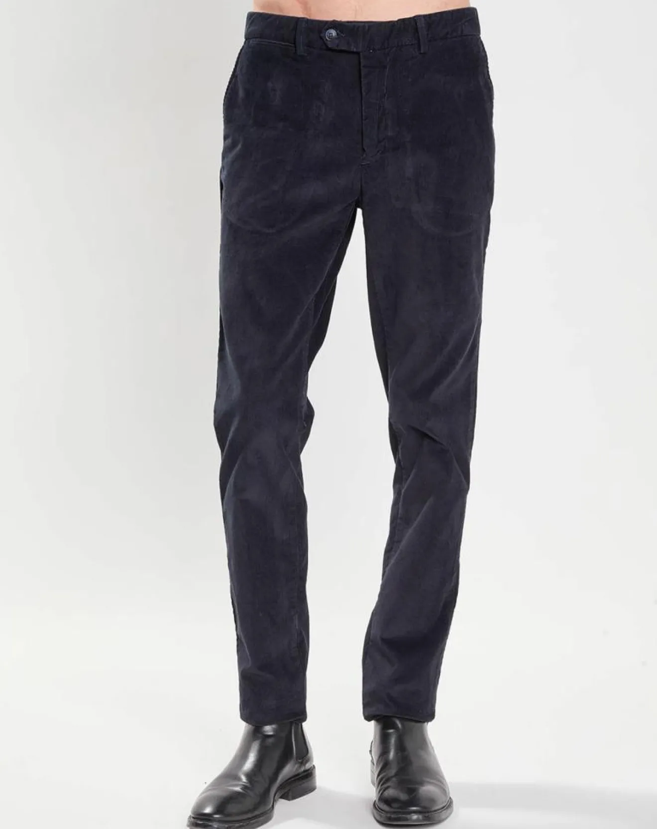 Sale Hackett London Pantalon Chino Slim Fit en Velours côtelé bleu marine