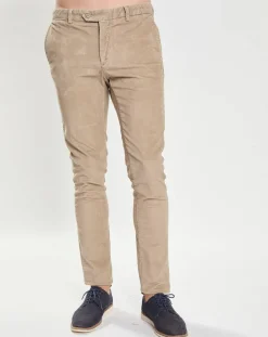 Outlet Hackett London Pantalon Chino Slim Fit en Velours côtelé beige