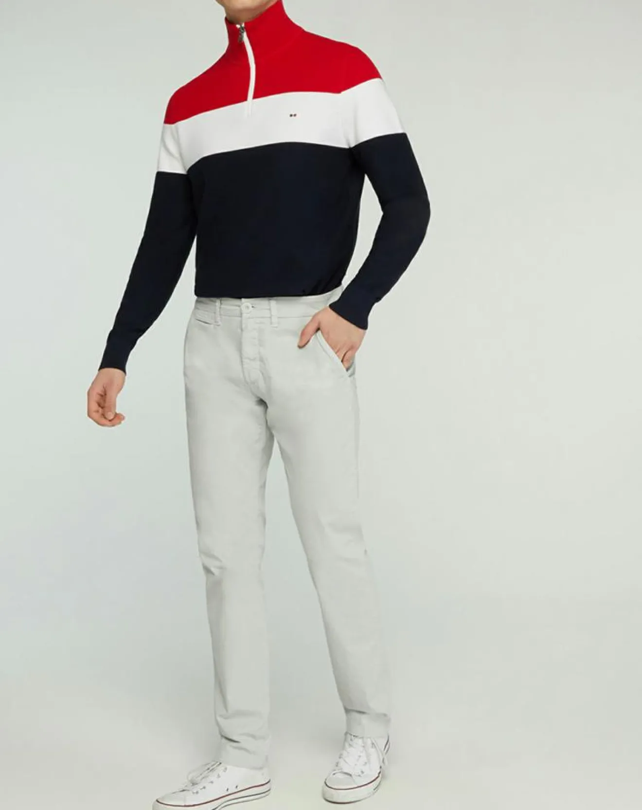 Outlet North Sails Pantalon chino slim Popplin Stretch gris clair