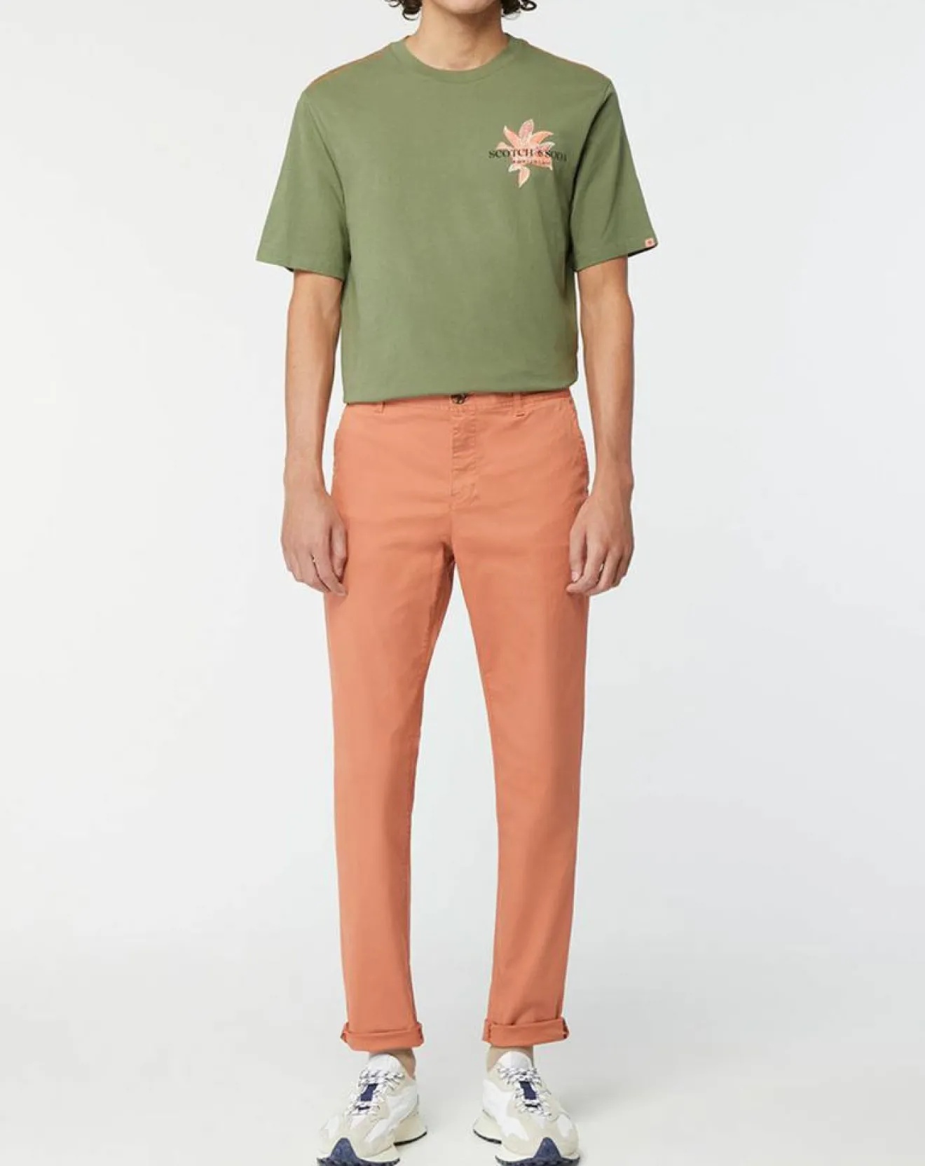 Homme Scotch & Soda Pantalon Chino Super Slim Fit en Coton Bio mélangé Stretch brique