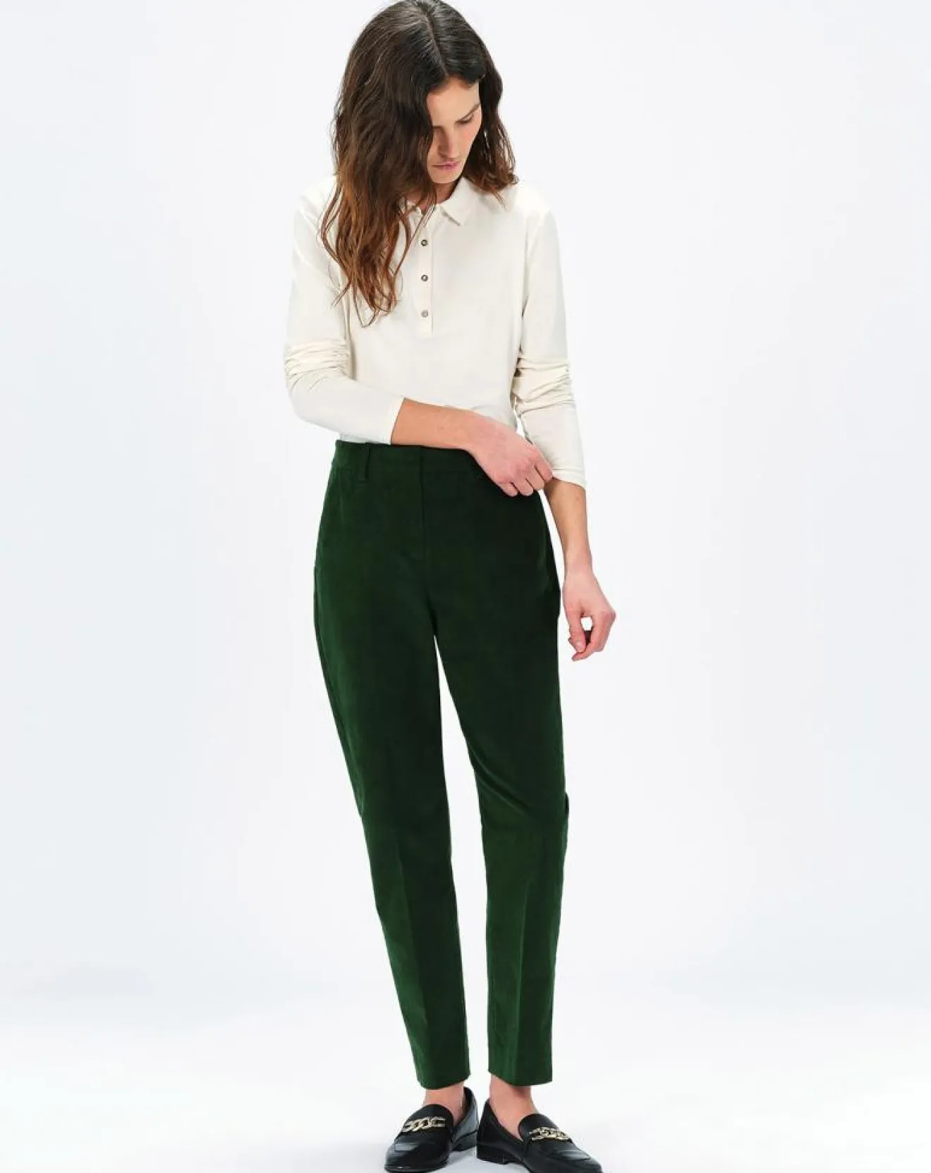 Femme Caroll Pantalon cigarette Psidika sapin