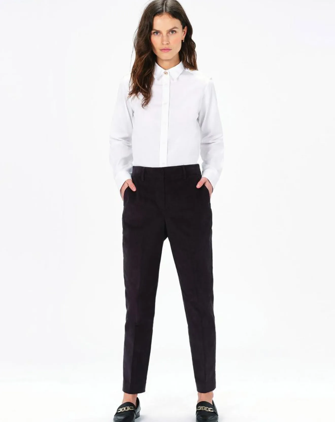 Femme Caroll Pantalon cigarette Psidika gris foncé