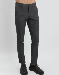 Homme Bruun et Stengade Pantalon de costume slim Pablo imprimé micro pied-de-poule noir/gris