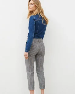 Femme Caroll Pantalon de tailleur en Laine mélangée Danny à chevrons bleu marine