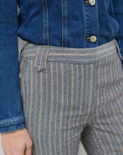 Femme Caroll Pantalon de tailleur en Laine mélangée Danny à chevrons bleu marine