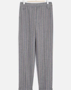 Femme Caroll Pantalon de tailleur en Laine mélangée Danny à chevrons bleu marine