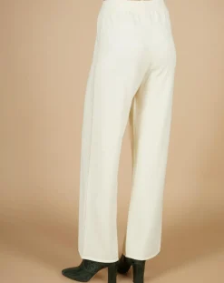 New Cashmere Tribu Pantalon en Coton & Cachemire Salomé blanc cassé