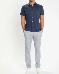 Best Hackett London Pantalon en Coton & Lin chino Regular Fit Milleraie bleu/blanc