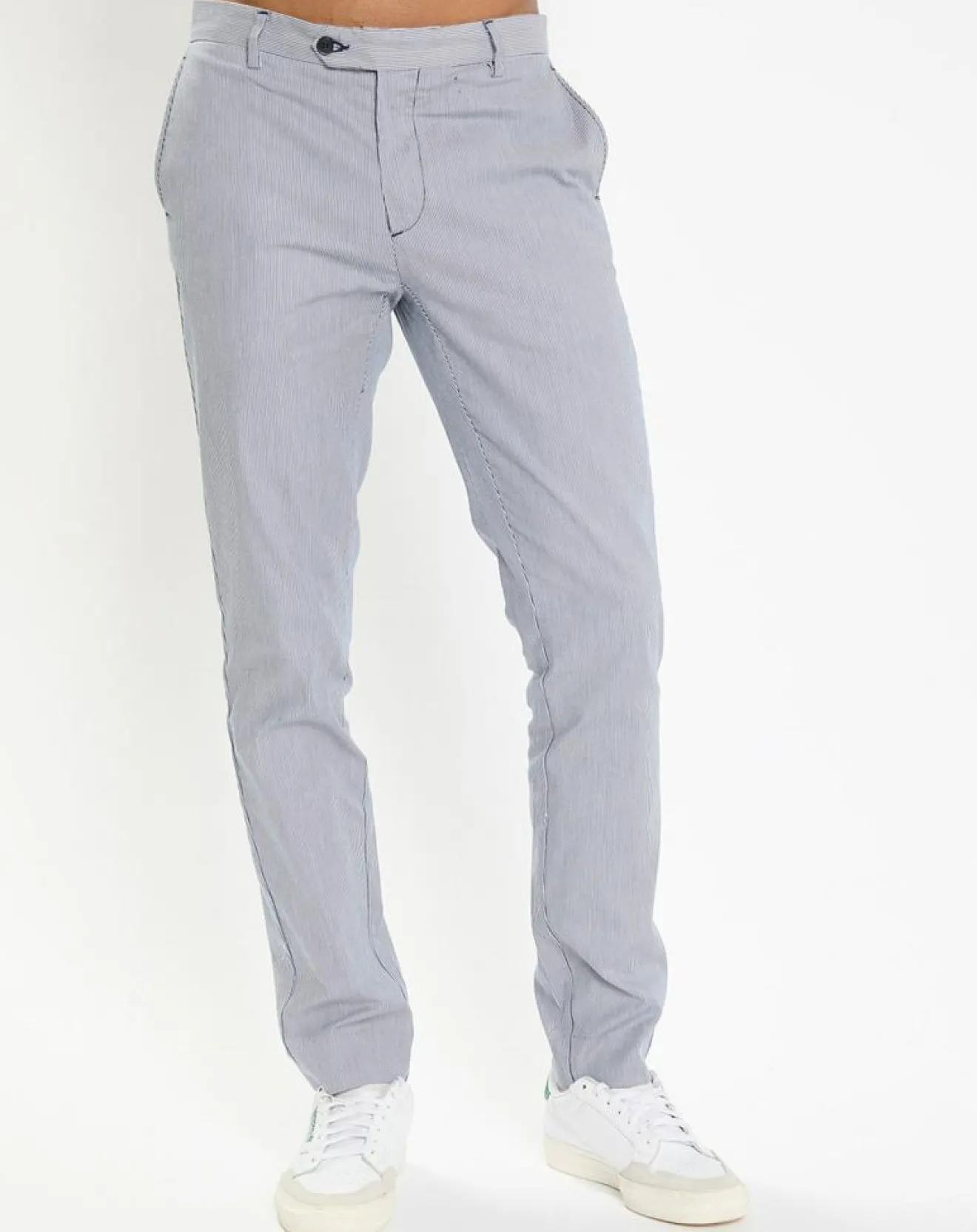 Best Hackett London Pantalon en Coton & Lin chino Regular Fit Milleraie bleu/blanc