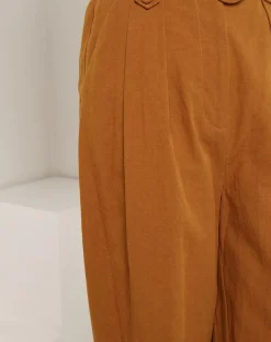 Hot See u Soon Pantalon en Coton & Lin Jeanne brique