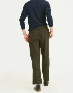 Hot Dockers Pantalon en Coton Bio Pull On imprimé pied-de-poule marron/bleu