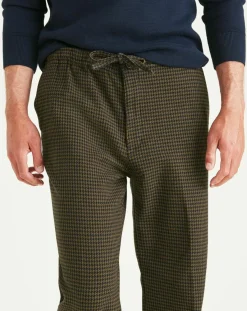 Hot Dockers Pantalon en Coton Bio Pull On imprimé pied-de-poule marron/bleu