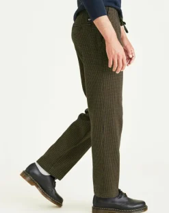 Hot Dockers Pantalon en Coton Bio Pull On imprimé pied-de-poule marron/bleu