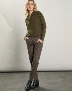 Clearance Hartford Pantalon en Laine mélangée Pixel marron/noir