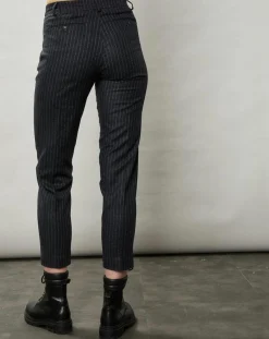 Outlet Hartford Pantalon en Laine mélangée Perfect rayures brutes/charbon