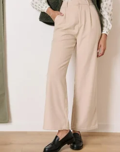 Hot Garance Paris Pantalon en Laine mélangée Toby beige