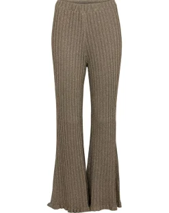 Femme Manoush Pantalon en maille Côte Lurex argenté