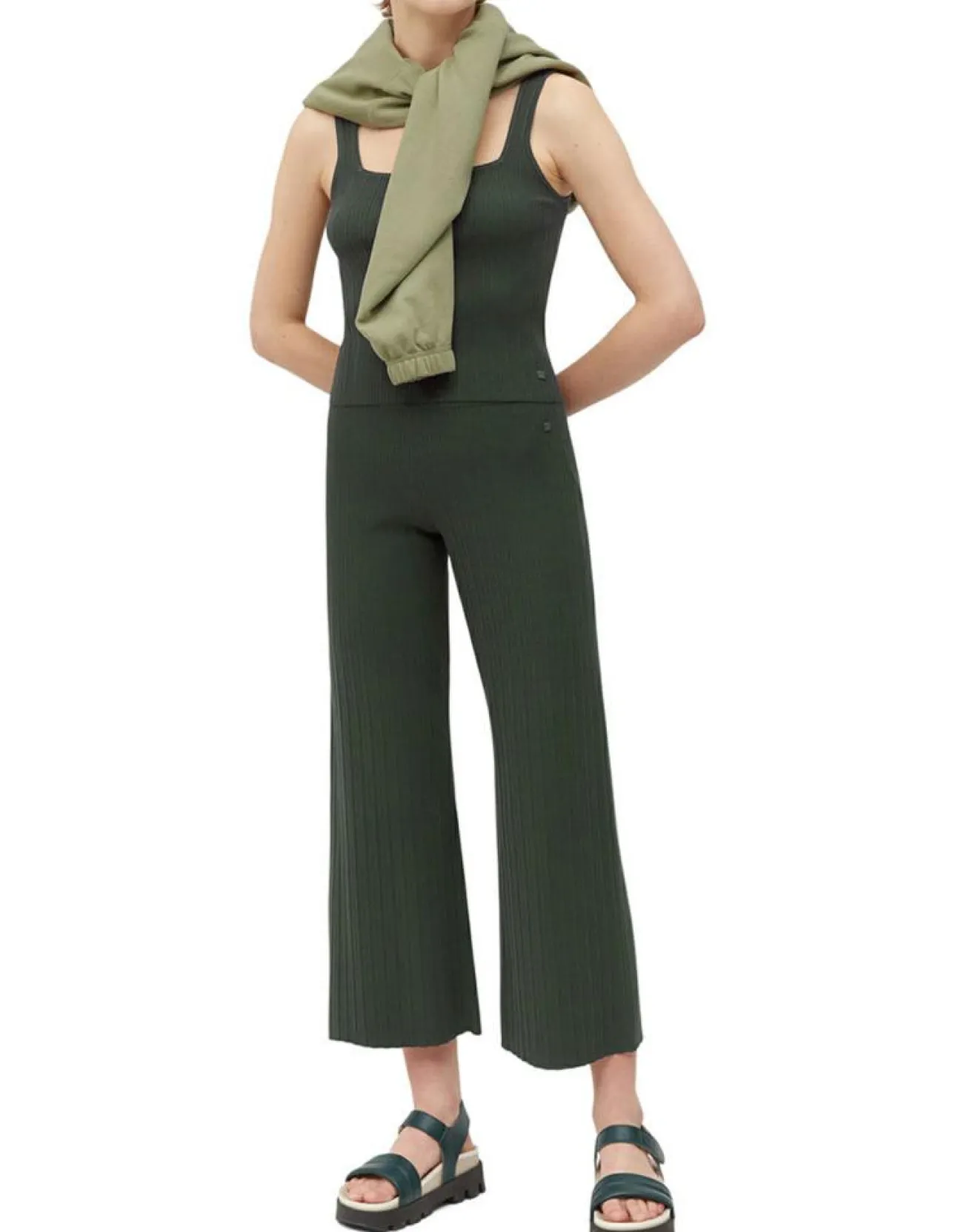 Outlet Marc O'Polo Pantalon en Maille Milano vert foncé