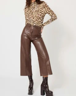 Femme Manoush Pantalon en simili Mamie marron