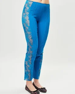 Hot La Perla Pantalon en Soie mélangée Desert Rose bleu canard