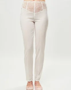 La Perla Pantalon en Soie mélangée Elements blanc/doré
