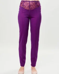 Femme La Perla Pantalon en Soie mélangée Elements violet