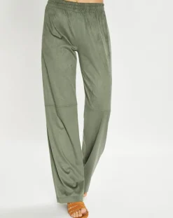 Lauren Vidal Pantalon en Suédine Lou kaki