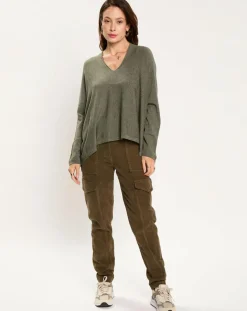 Best Lauren Vidal Pantalon en Velours Cargo vert
